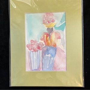 “Market Day”An Original Watercolor Painting Matted 5"x7" Paper Hand painted
